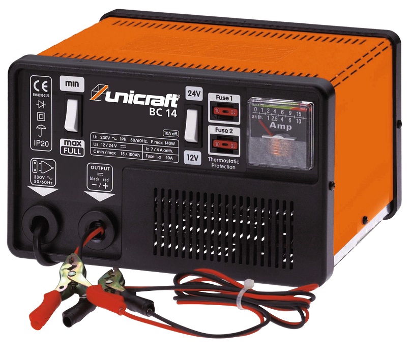 Unicraft BC 14 - Prostownik do akumulatorów kwasowo-zasadowych o napięciu 12V lub 24V